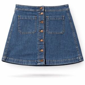 Madewell Blue Denim Button-Front A-Line Skirt